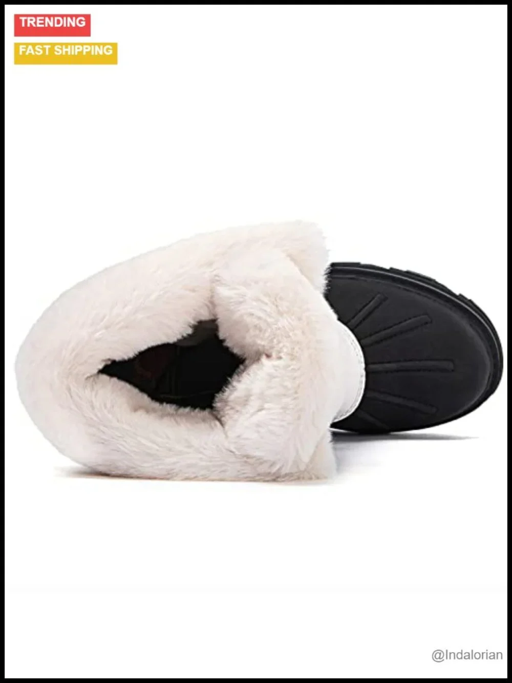 Women's Waterproof Snow Boots with Faux Fur Collar, Fleece Lining, Lace-Up